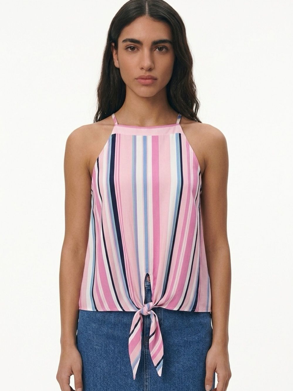 ANDREE BY UNIT | Tie Front Multicolor Striped Top